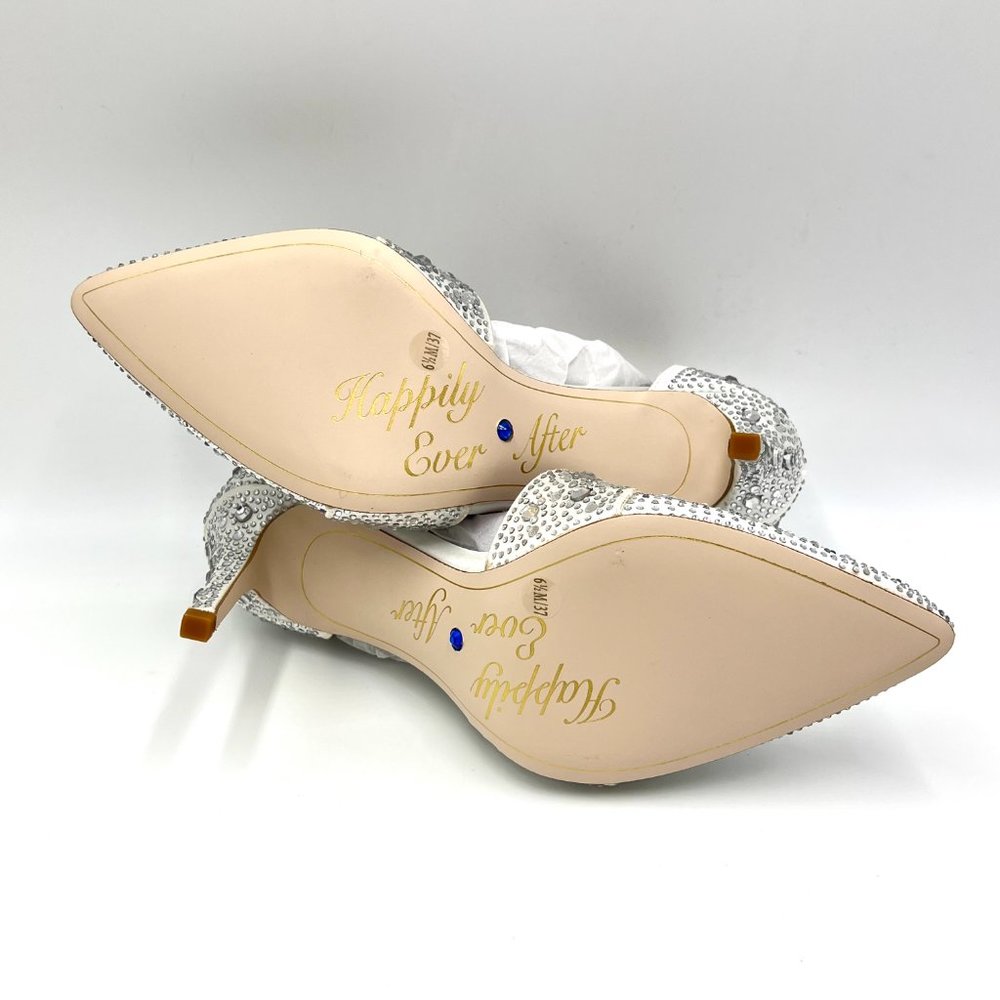 Jessica Simpson Womens Accile Jeweled White Satin Heels Pumps Shoes 6.5 - Picture 9 of 14